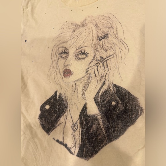 Vintage Courtney Love Women's Graphic pale baby Yellow T-Shirt - Picture 3 of 12